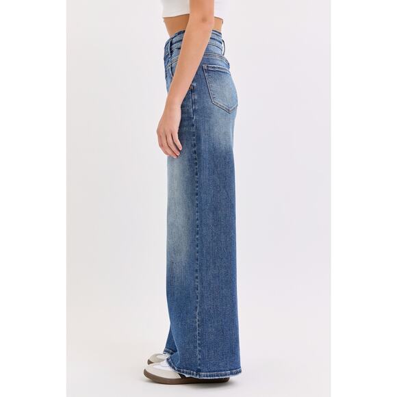 Cello Jeans Sz 3 (26) High Rise Wide Leg With V Shape Double Waist Band - Picture 3 of 7